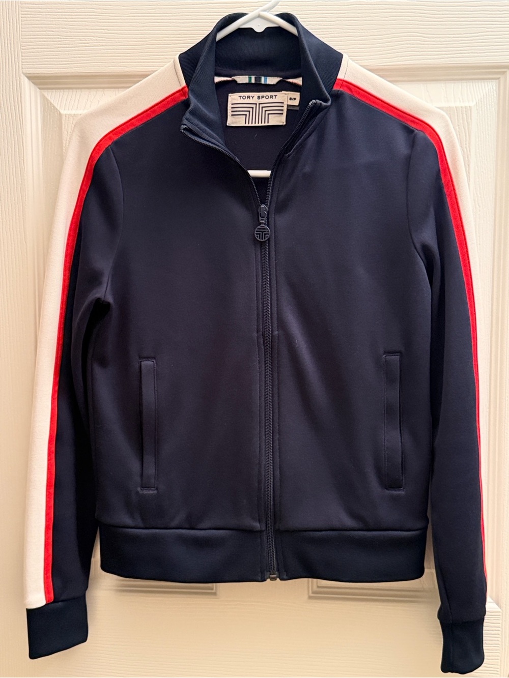 Tory Sport Color-Block Track Jacket Blue & Red Small